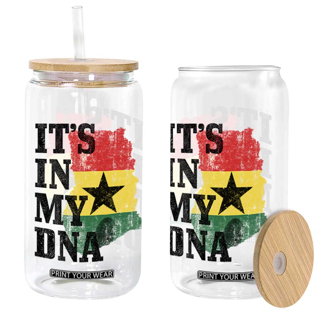 Its In My DNA Ghana Glass Can Proud Ghanaian Heritage Ghanese Roots Vintage Ghana Map Flag