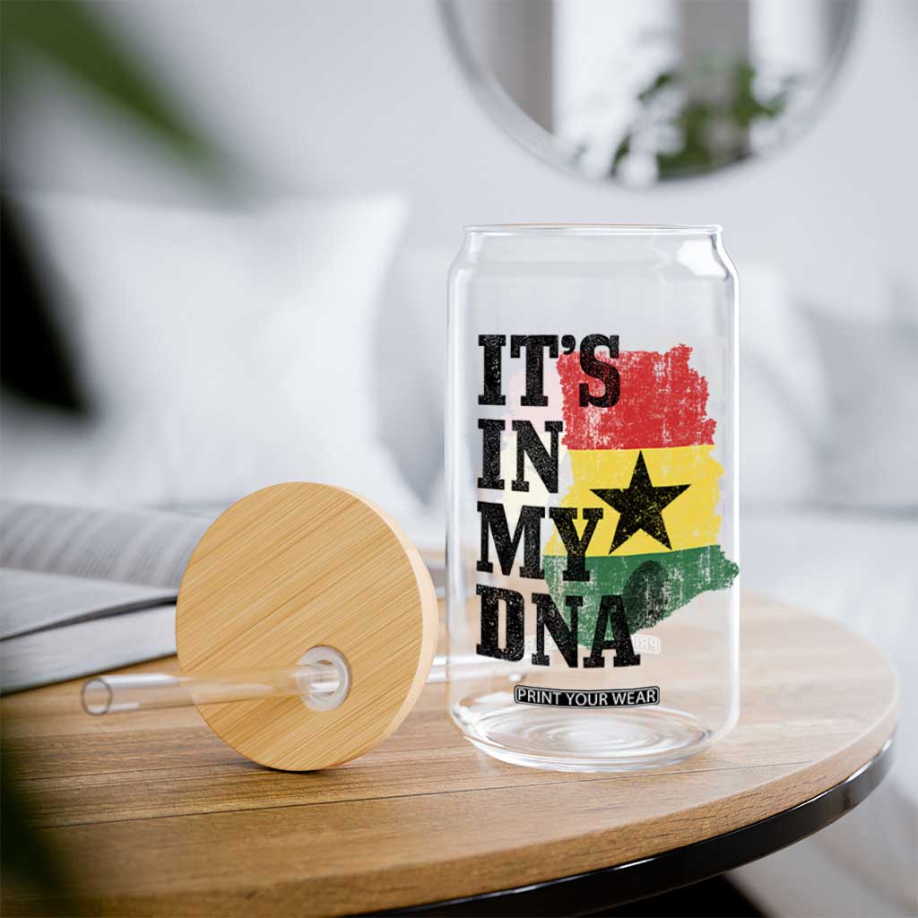 Its In My DNA Ghana Glass Can Proud Ghanaian Heritage Ghanese Roots Vintage Ghana Map Flag