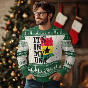 Its In My DNA Ghana Ugly Christmas Sweater Proud Ghanaian Heritage Ghanese Roots Vintage Ghana Map Flag