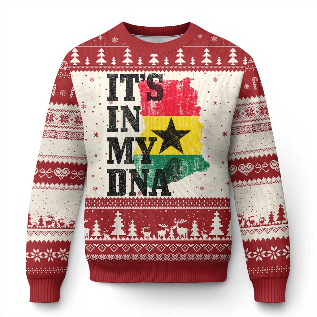 Its In My DNA Ghana Ugly Christmas Sweater Proud Ghanaian Heritage Ghanese Roots Vintage Ghana Map Flag
