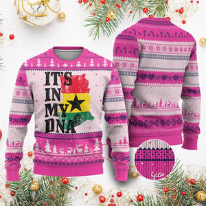 Its In My DNA Ghana Ugly Christmas Sweater Proud Ghanaian Heritage Ghanese Roots Vintage Ghana Map Flag