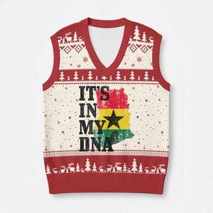 Its In My DNA Ghana V-Neck Knit Sweater Vest Proud Ghanaian Heritage Ghanese Roots Vintage Ghana Map Flag