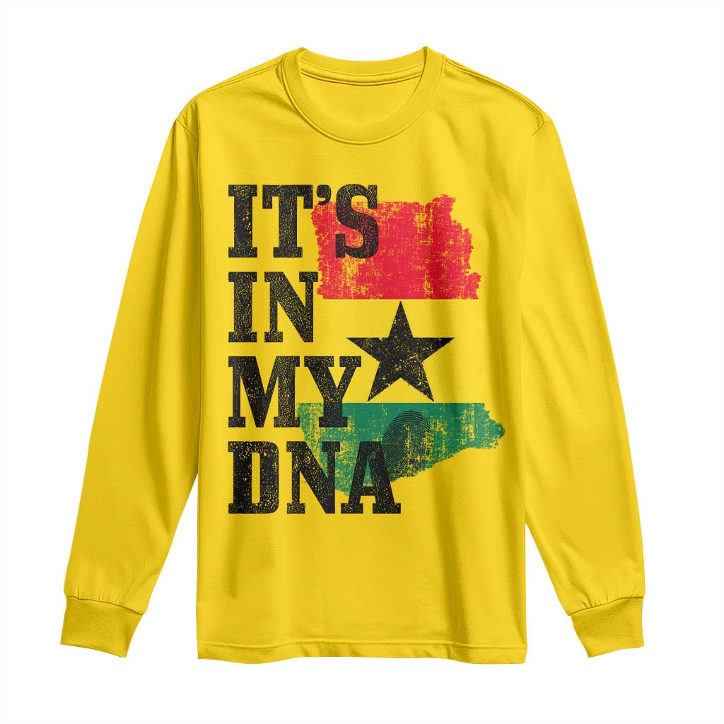 Its In My DNA Ghana Long Sleeve Shirt Proud Ghanaian Heritage Ghanese Roots Vintage Ghana Map Flag