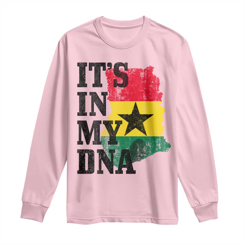 Its In My DNA Ghana Long Sleeve Shirt Proud Ghanaian Heritage Ghanese Roots Vintage Ghana Map Flag