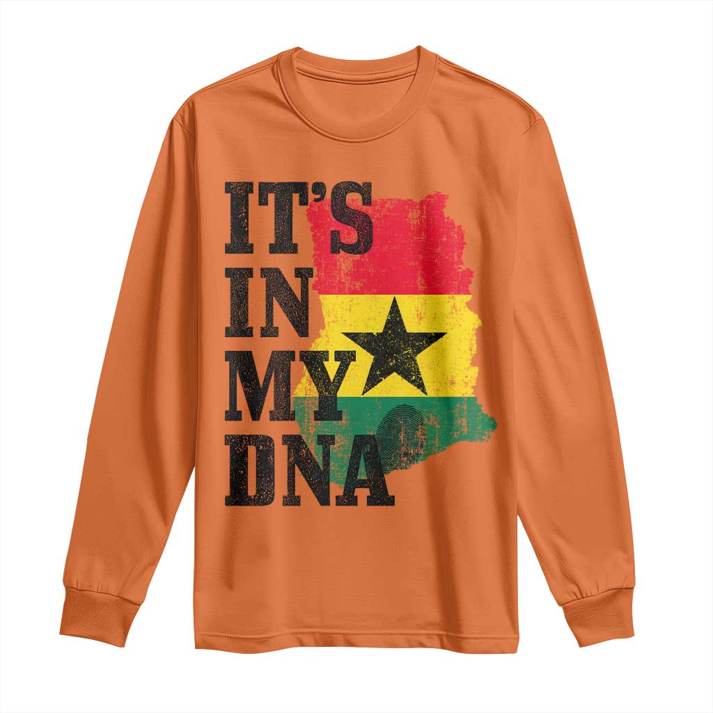 Its In My DNA Ghana Long Sleeve Shirt Proud Ghanaian Heritage Ghanese Roots Vintage Ghana Map Flag