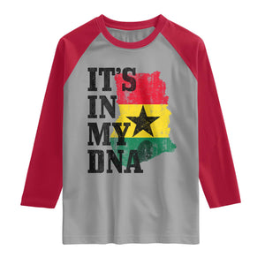 Its In My DNA Ghana Raglan Shirt Proud Ghanaian Heritage Ghanese Roots Vintage Ghana Map Flag
