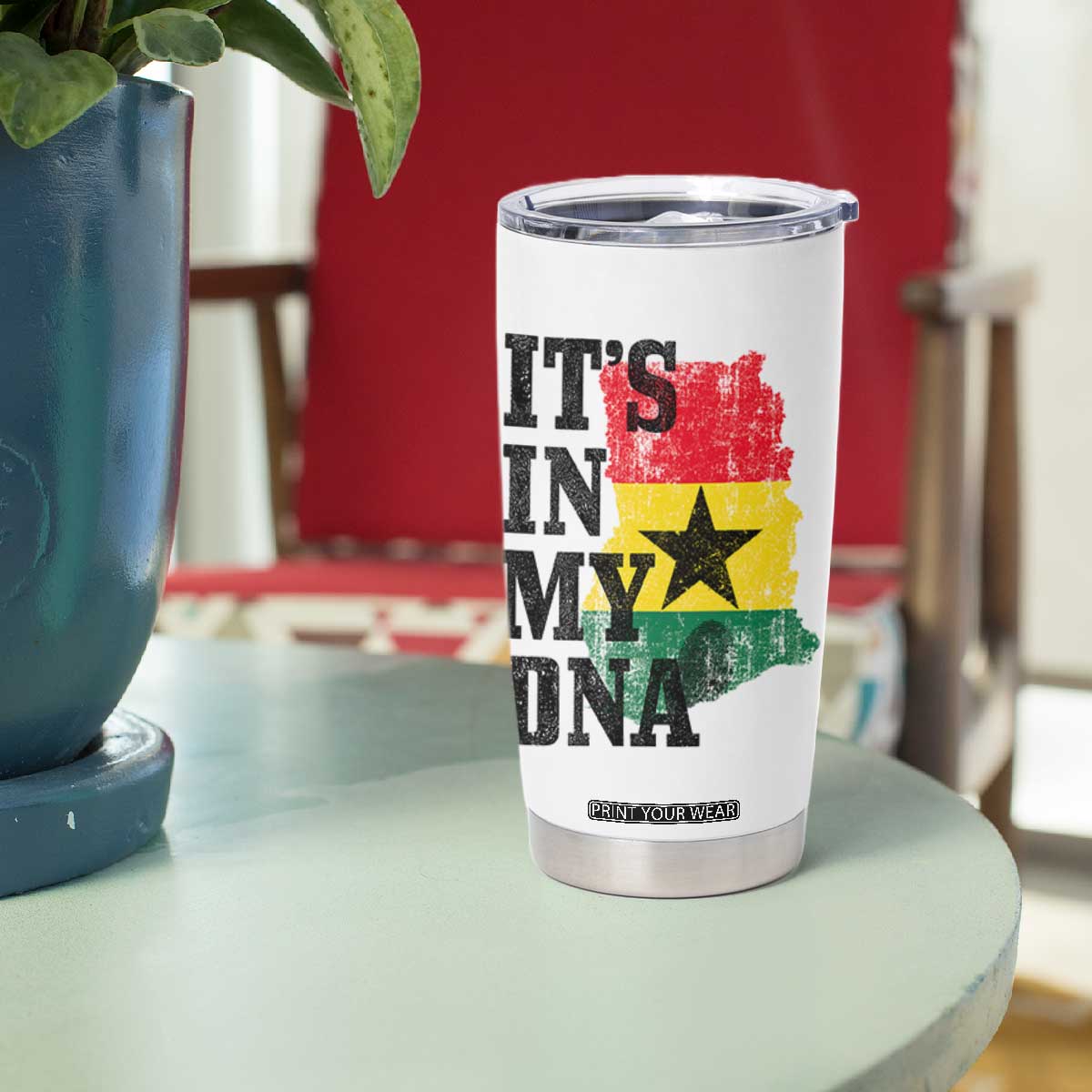Its In My DNA Ghana Tumbler Cup Proud Ghanaian Heritage Ghanese Roots Vintage Ghana Map Flag