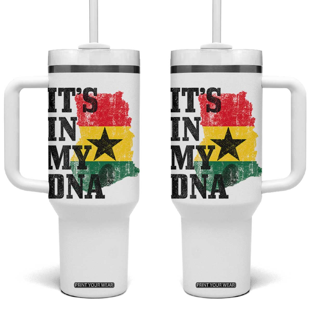 Its In My DNA Ghana Tumbler With Handle Proud Ghanaian Heritage Ghanese Roots Vintage Ghana Map Flag