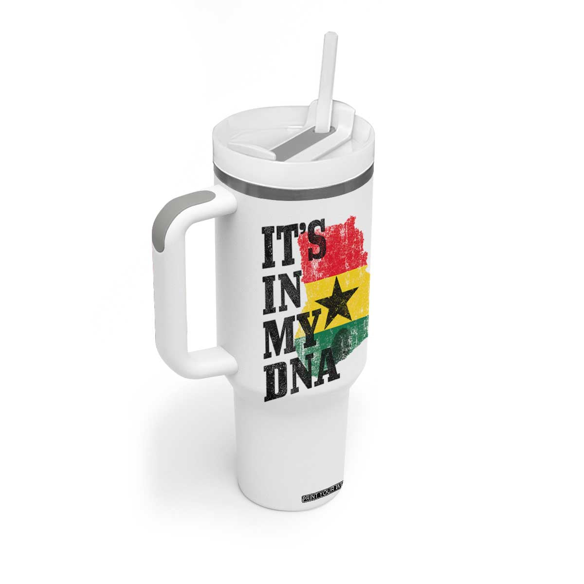 Its In My DNA Ghana Tumbler With Handle Proud Ghanaian Heritage Ghanese Roots Vintage Ghana Map Flag
