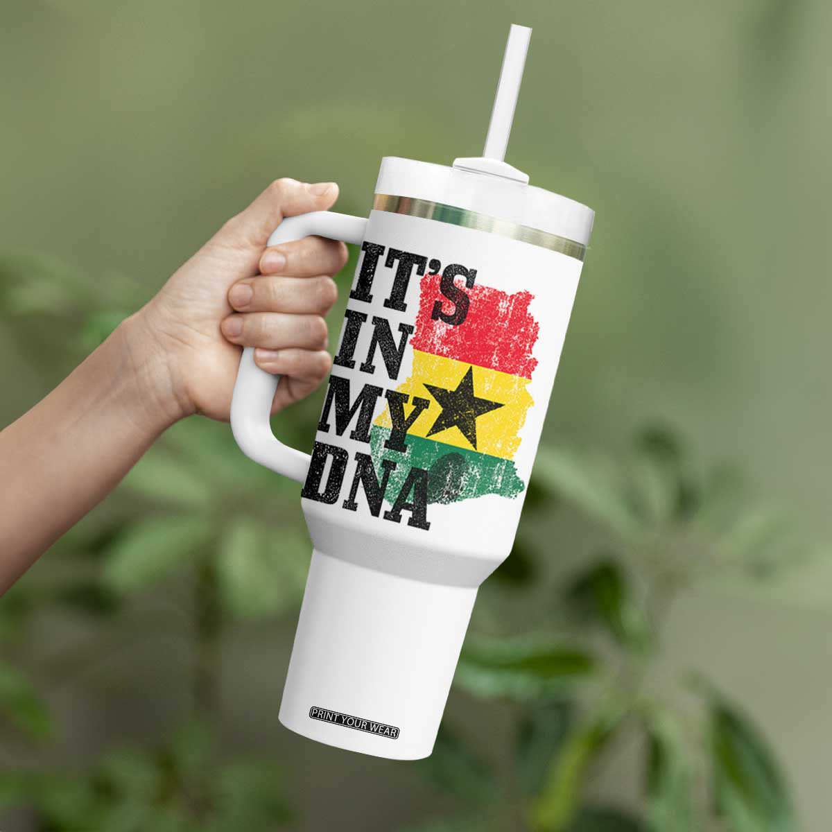 Its In My DNA Ghana Tumbler With Handle Proud Ghanaian Heritage Ghanese Roots Vintage Ghana Map Flag