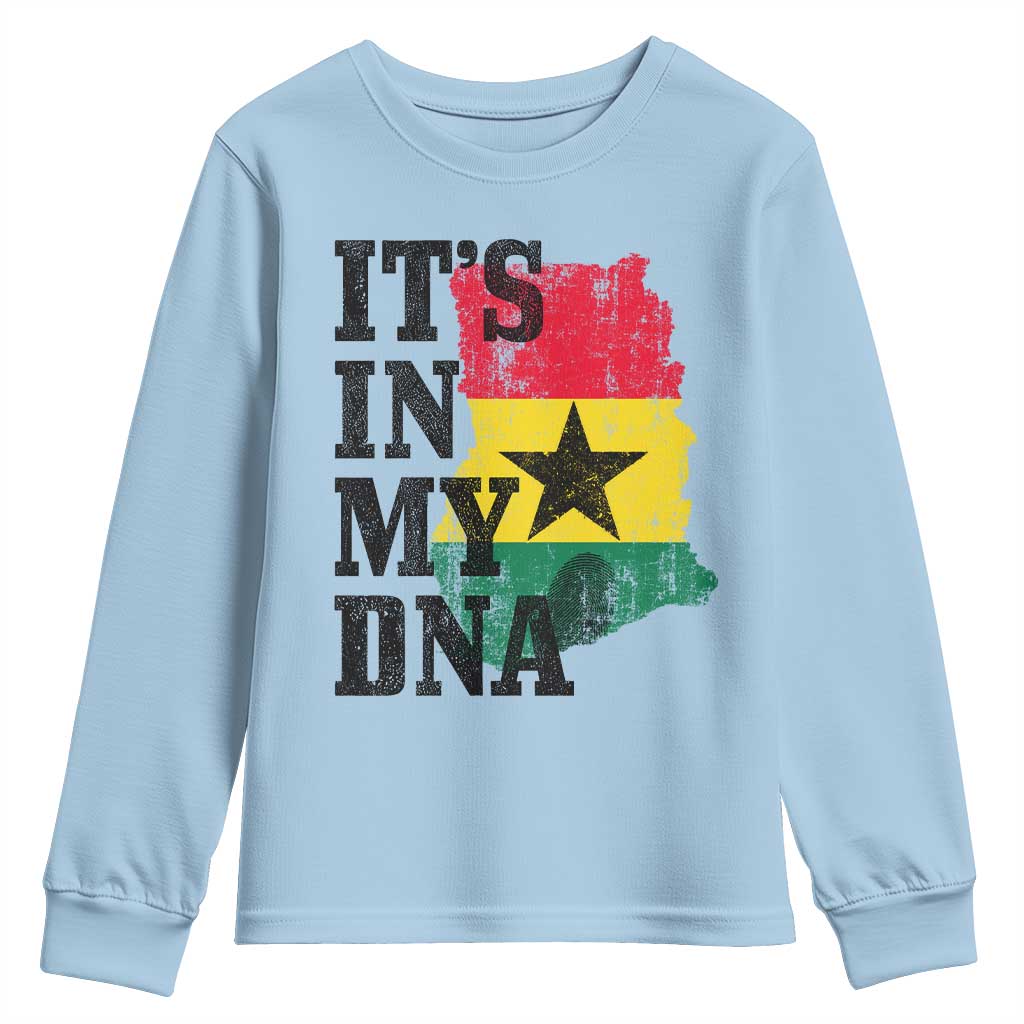 Its In My DNA Ghana Youth Sweatshirt Proud Ghanaian Heritage Ghanese Roots Vintage Ghana Map Flag