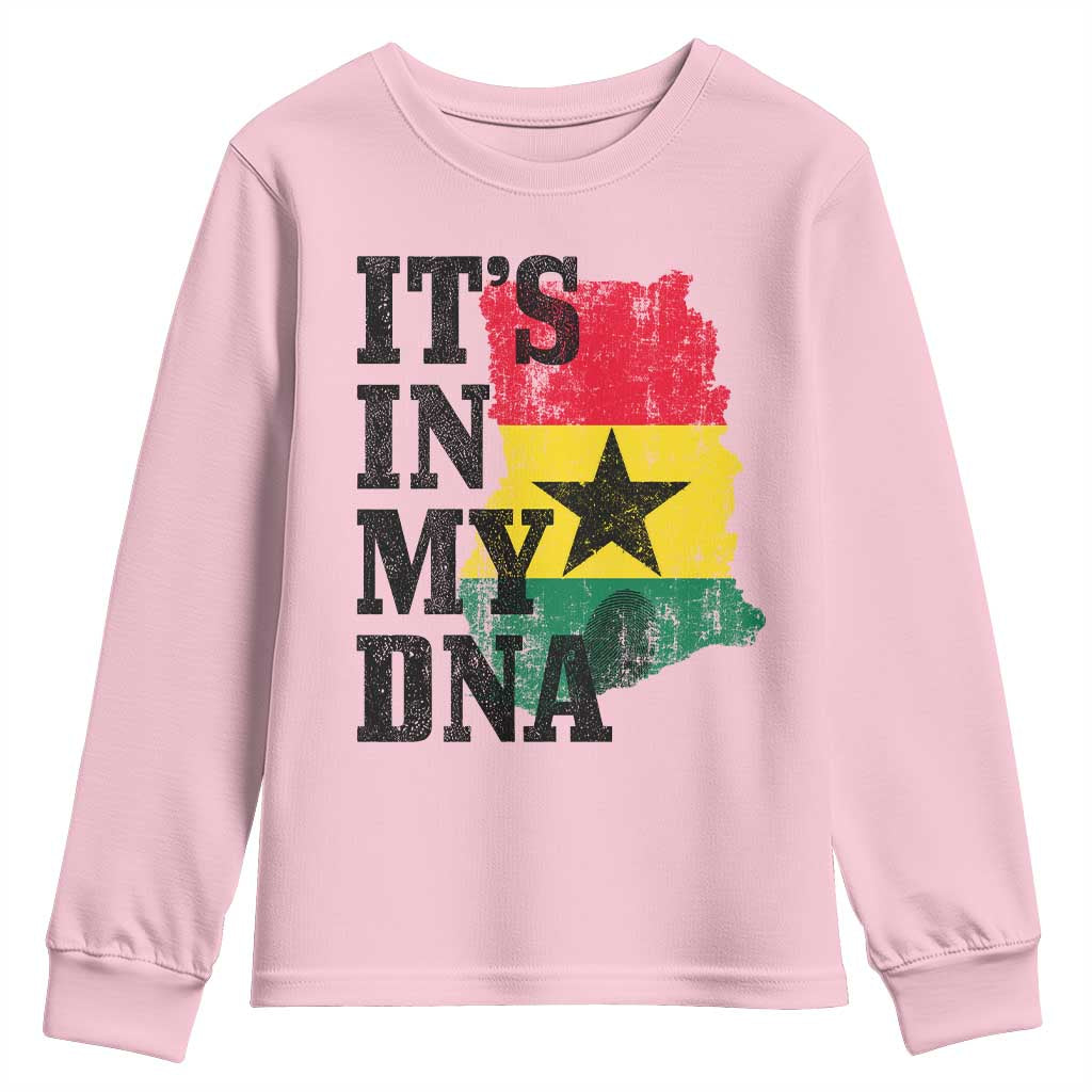 Its In My DNA Ghana Youth Sweatshirt Proud Ghanaian Heritage Ghanese Roots Vintage Ghana Map Flag