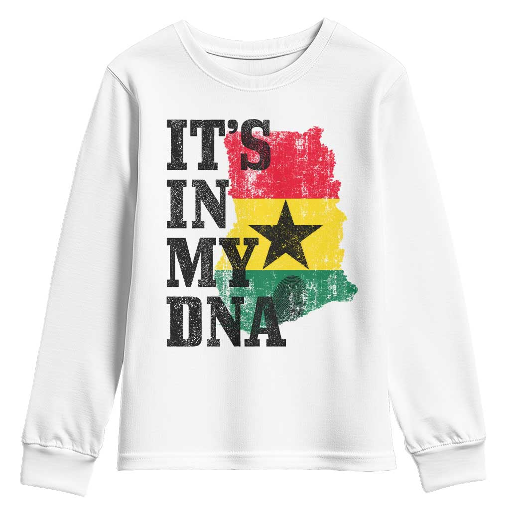 Its In My DNA Ghana Youth Sweatshirt Proud Ghanaian Heritage Ghanese Roots Vintage Ghana Map Flag TS10 White Print Your Wear