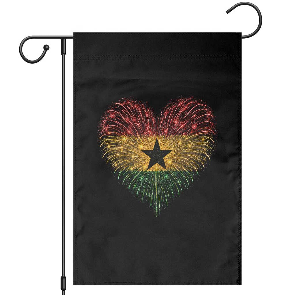 Ghana Flag Heart Ghanaian Flag Garden Flag Heart Fireworks Patriotic Independence Day Celebration Graphic
