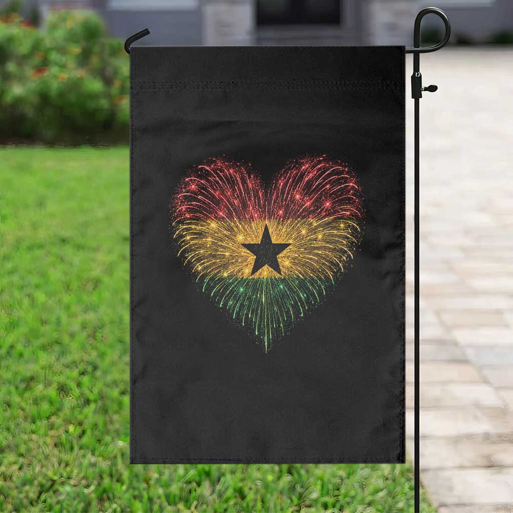 Ghana Flag Heart Ghanaian Flag Garden Flag Heart Fireworks Patriotic Independence Day Celebration Graphic