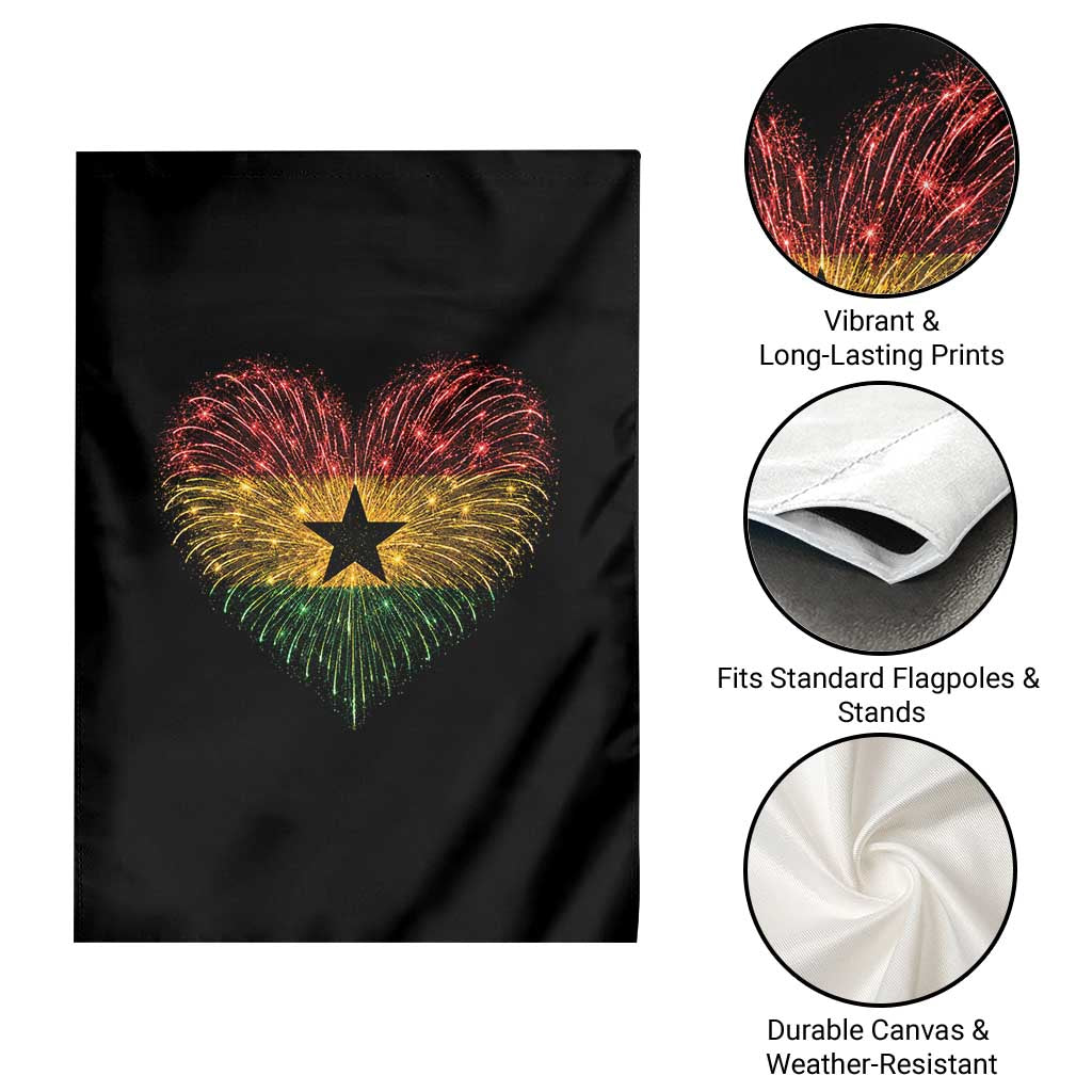 Ghana Flag Heart Ghanaian Flag Garden Flag Heart Fireworks Patriotic Independence Day Celebration Graphic