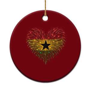 Ghana Flag Heart Ghanaian Flag Ceramic Ornament Heart Fireworks Patriotic Independence Day Celebration Graphic