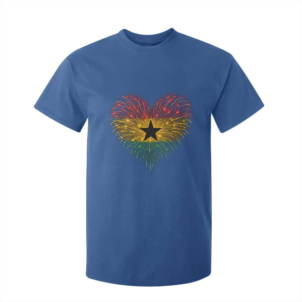 Ghana Flag Heart Ghanaian Flag T Shirt For Kid Heart Fireworks Patriotic Independence Day Celebration Graphic