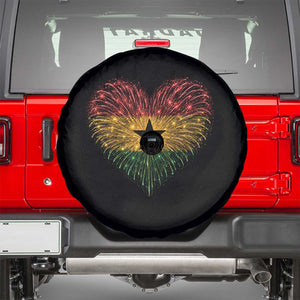 Ghana Flag Heart Ghanaian Flag Spare Tire Cover Heart Fireworks Patriotic Independence Day Celebration Graphic