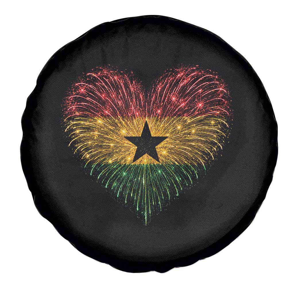 Ghana Flag Heart Ghanaian Flag Spare Tire Cover Heart Fireworks Patriotic Independence Day Celebration Graphic