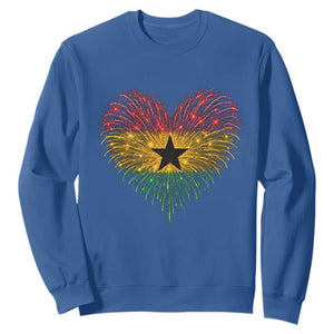 Ghana Flag Heart Ghanaian Flag Sweatshirt Heart Fireworks Patriotic Independence Day Celebration Graphic