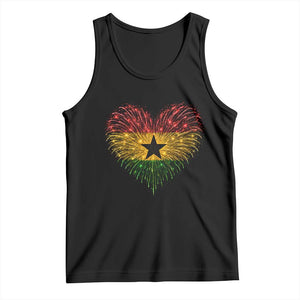 Ghana Flag Heart Ghanaian Flag Tank Top Heart Fireworks Patriotic Independence Day Celebration Graphic