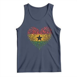 Ghana Flag Heart Ghanaian Flag Tank Top Heart Fireworks Patriotic Independence Day Celebration Graphic