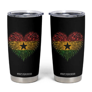 Ghana Flag Heart Ghanaian Flag Tumbler Cup Heart Fireworks Patriotic Independence Day Celebration Graphic