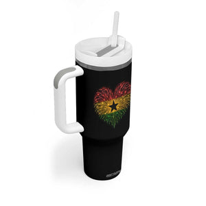 Ghana Flag Heart Ghanaian Flag Tumbler With Handle Heart Fireworks Patriotic Independence Day Celebration Graphic