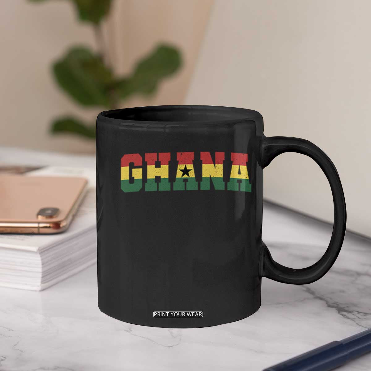 Vintage Ghana Flag Varsity Coffee Mug Classic Ghanaian Pride Heritage Graphic