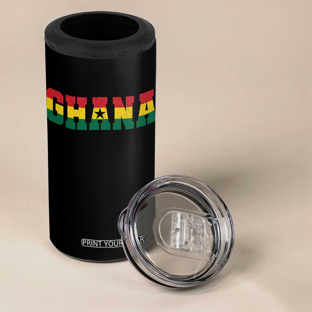 Vintage Ghana Flag Varsity 4 in 1 Can Cooler Tumbler Classic Ghanaian Pride Heritage Graphic