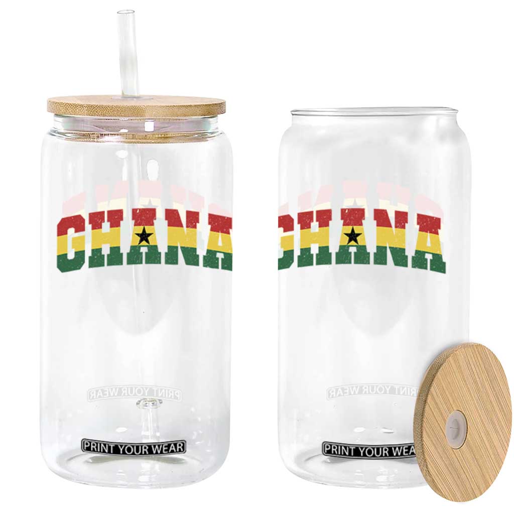 Vintage Ghana Flag Varsity Glass Can Classic Ghanaian Pride Heritage Graphic