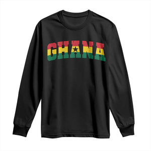 Vintage Ghana Flag Varsity Long Sleeve Shirt Classic Ghanaian Pride Heritage Graphic
