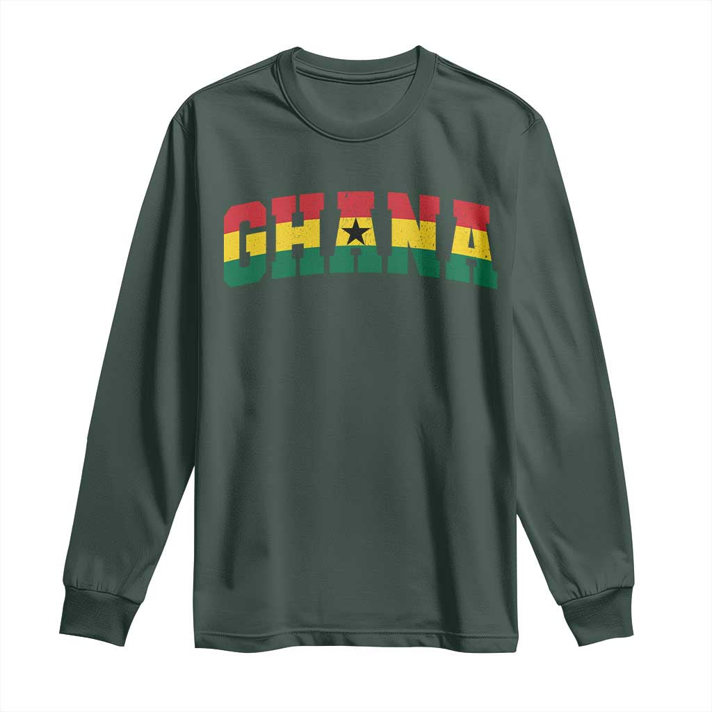 Vintage Ghana Flag Varsity Long Sleeve Shirt Classic Ghanaian Pride Heritage Graphic
