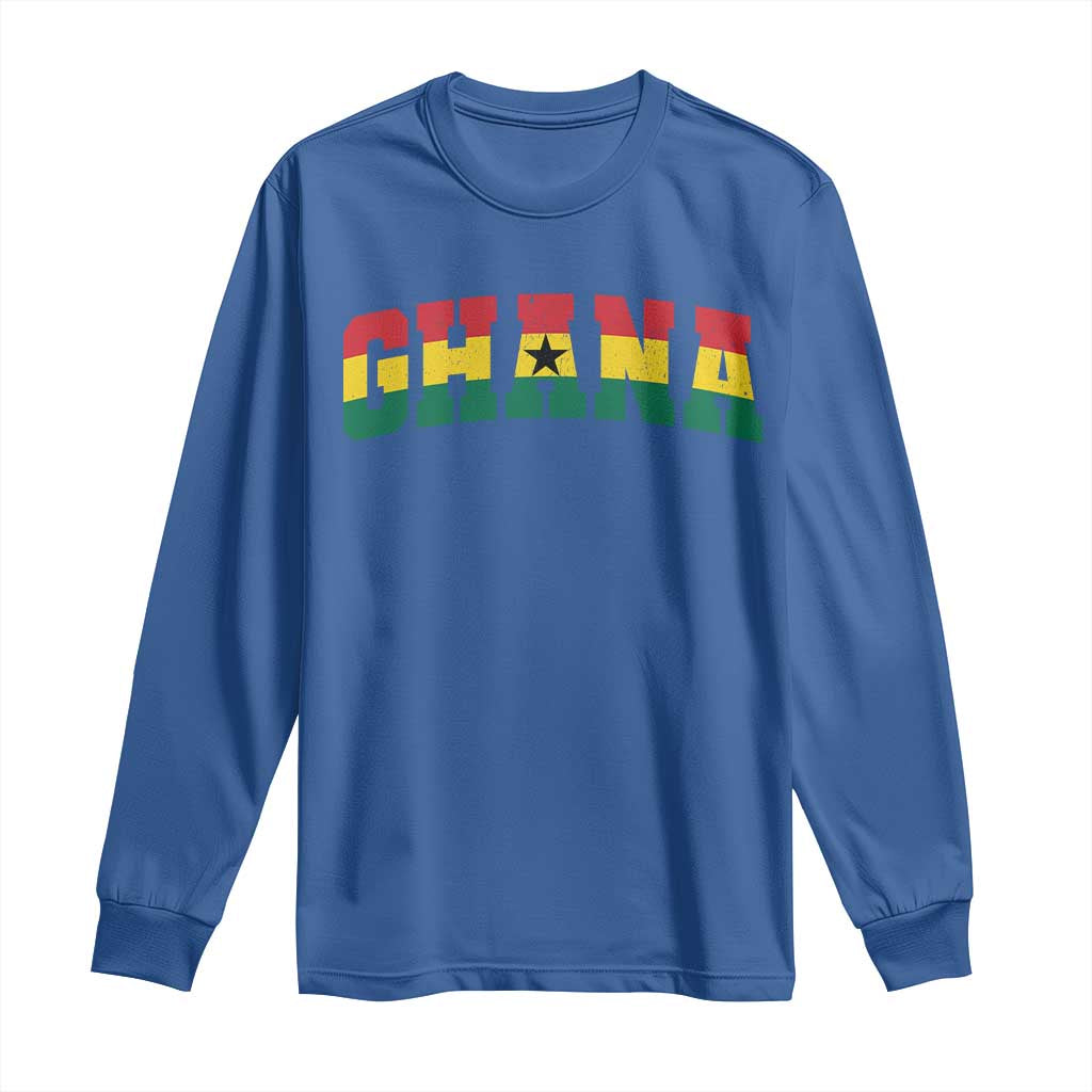 Vintage Ghana Flag Varsity Long Sleeve Shirt Classic Ghanaian Pride Heritage Graphic