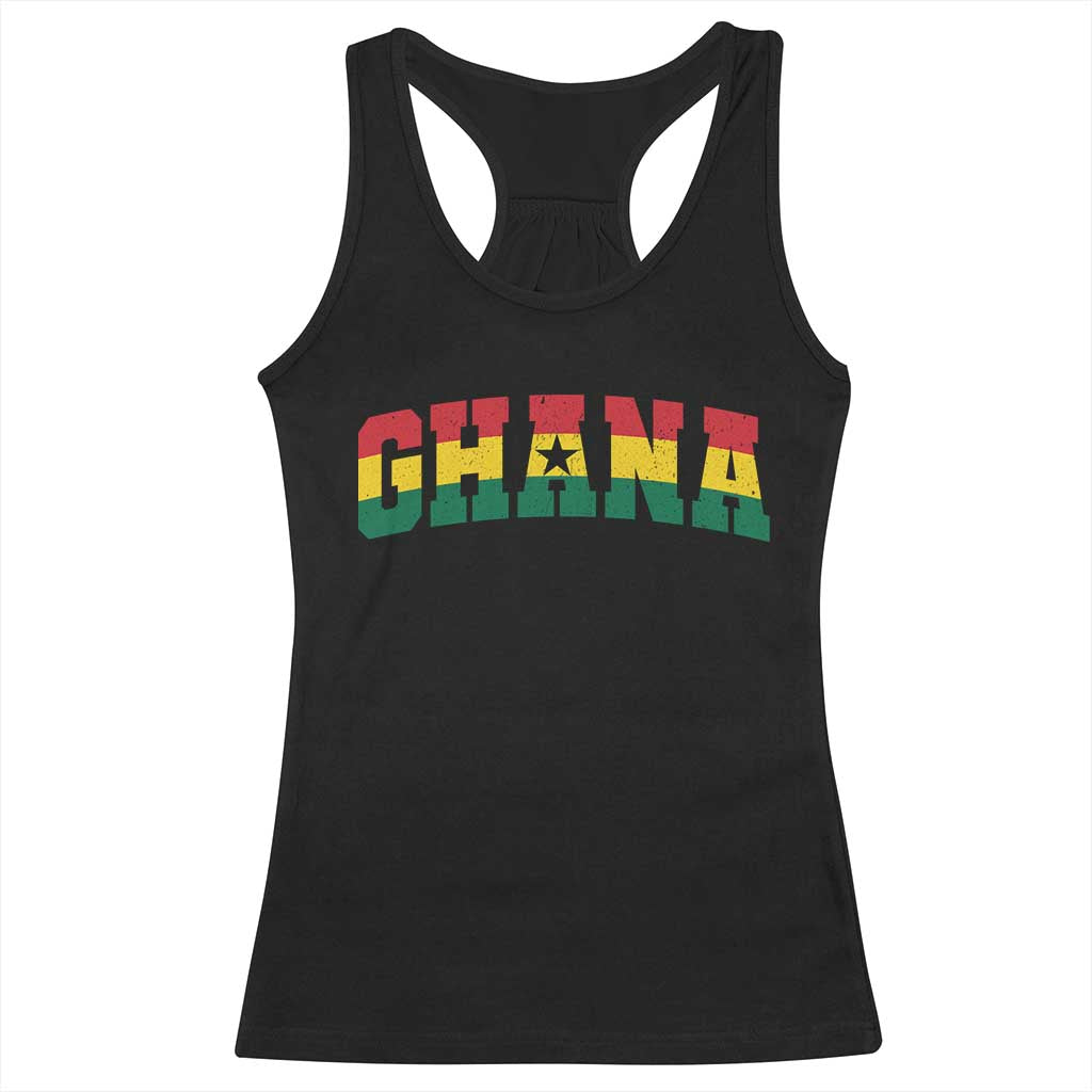 Vintage Ghana Flag Varsity Racerback Tank Top Classic Ghanaian Pride Heritage Graphic