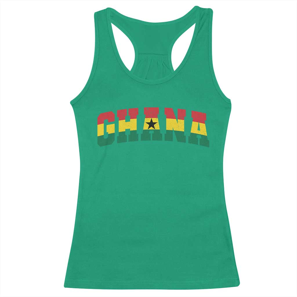 Vintage Ghana Flag Varsity Racerback Tank Top Classic Ghanaian Pride Heritage Graphic
