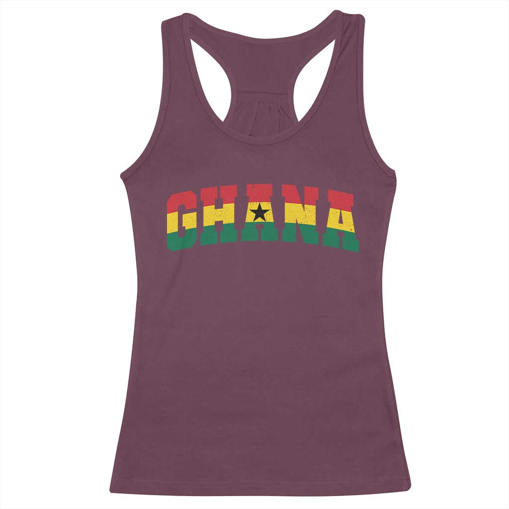 Vintage Ghana Flag Varsity Racerback Tank Top Classic Ghanaian Pride Heritage Graphic