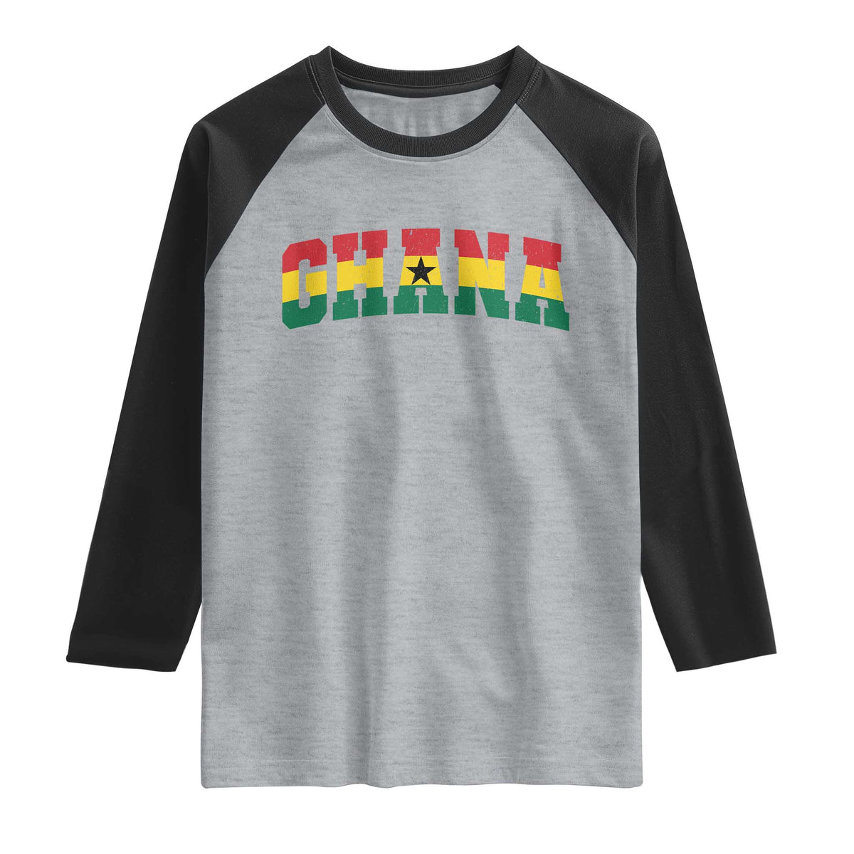 Vintage Ghana Flag Varsity Raglan Shirt Classic Ghanaian Pride Heritage Graphic