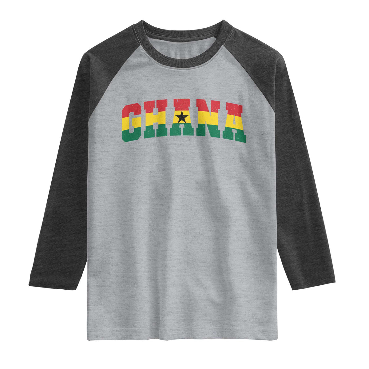 Vintage Ghana Flag Varsity Raglan Shirt Classic Ghanaian Pride Heritage Graphic