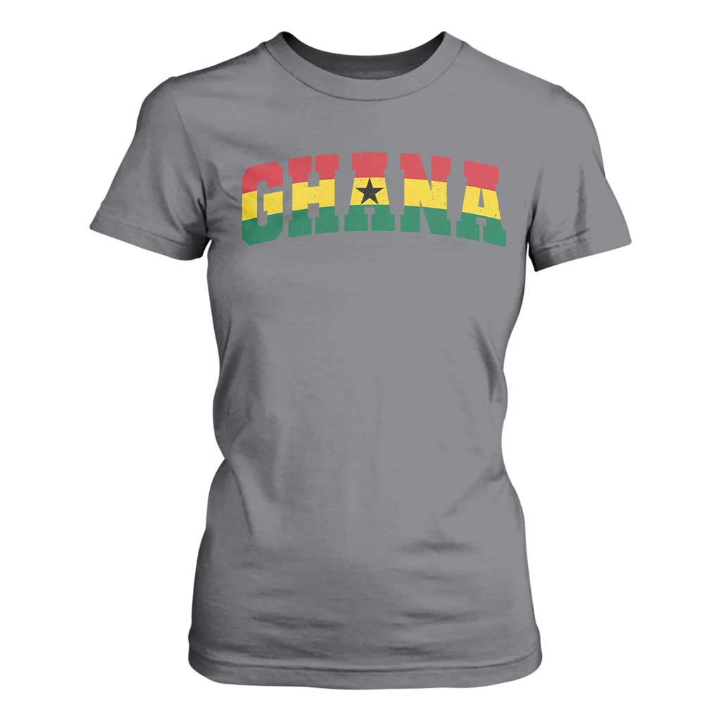 Vintage Ghana Flag Varsity T Shirt For Women Classic Ghanaian Pride Heritage Graphic