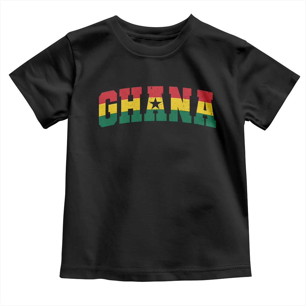 Vintage Ghana Flag Varsity Toddler T Shirt Classic Ghanaian Pride Heritage Graphic TS10 Black Print Your Wear