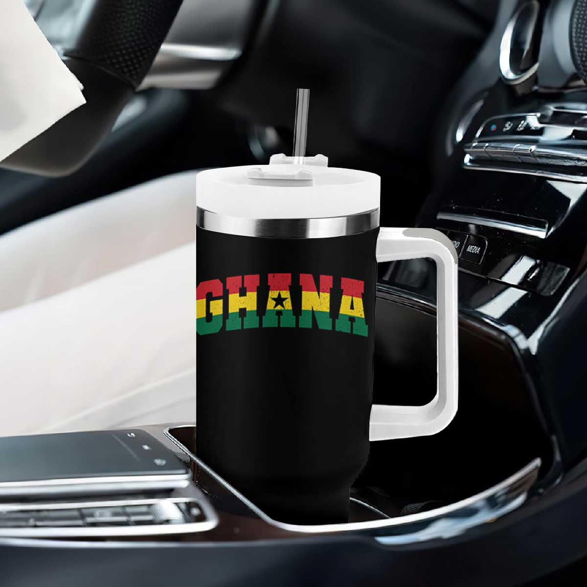 Vintage Ghana Flag Varsity Tumbler With Handle Classic Ghanaian Pride Heritage Graphic