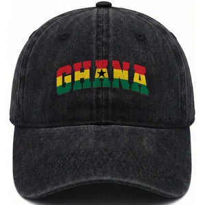 Vintage Ghana Flag Varsity Washed Cotton Baseball Cap Classic Ghanaian Pride Heritage Graphic