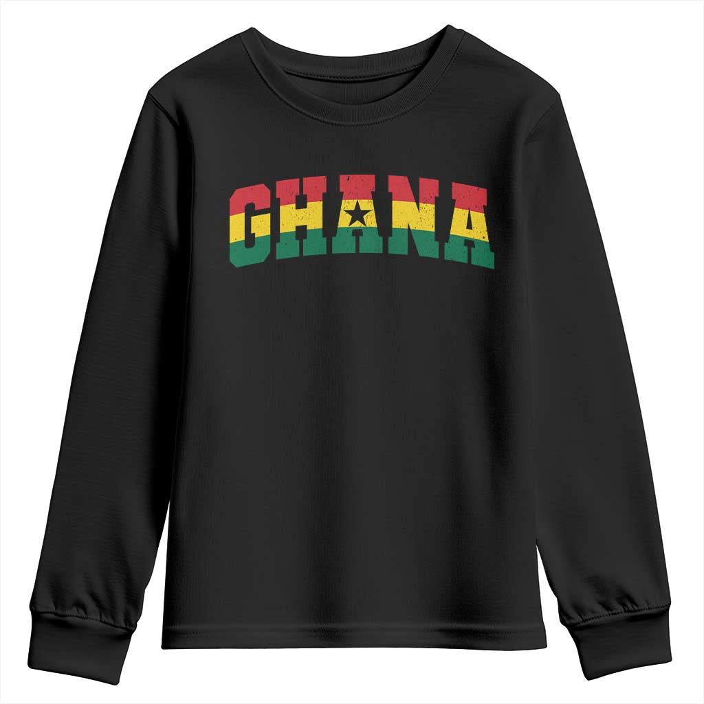 Vintage Ghana Flag Varsity Youth Sweatshirt Classic Ghanaian Pride Heritage Graphic