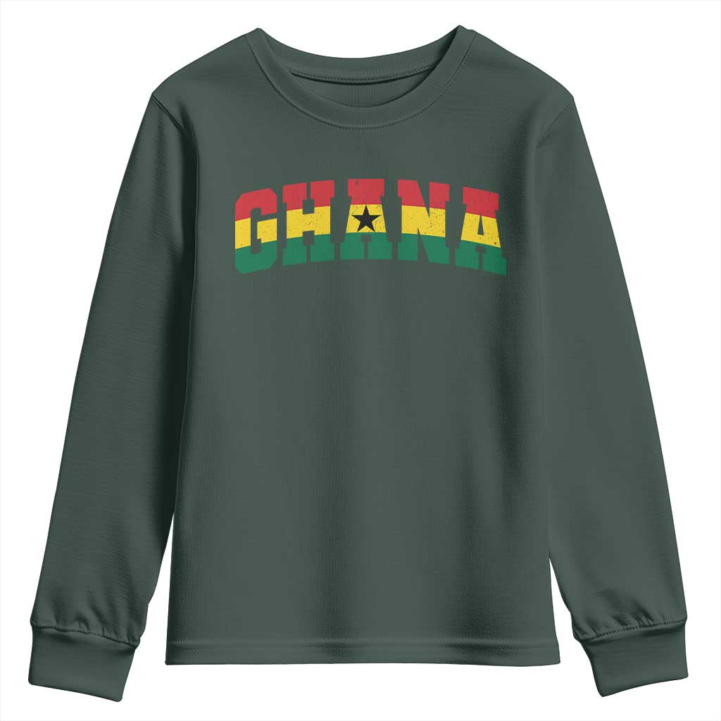 Vintage Ghana Flag Varsity Youth Sweatshirt Classic Ghanaian Pride Heritage Graphic
