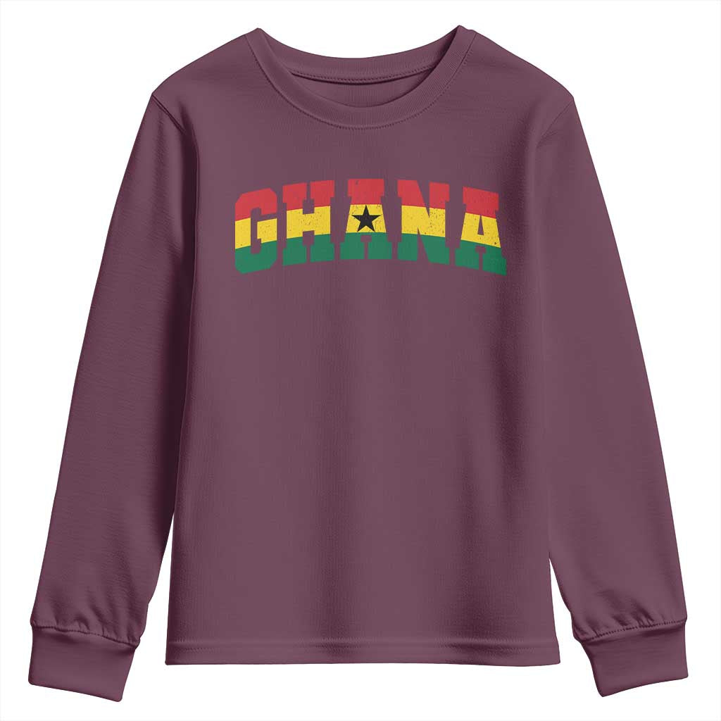 Vintage Ghana Flag Varsity Youth Sweatshirt Classic Ghanaian Pride Heritage Graphic