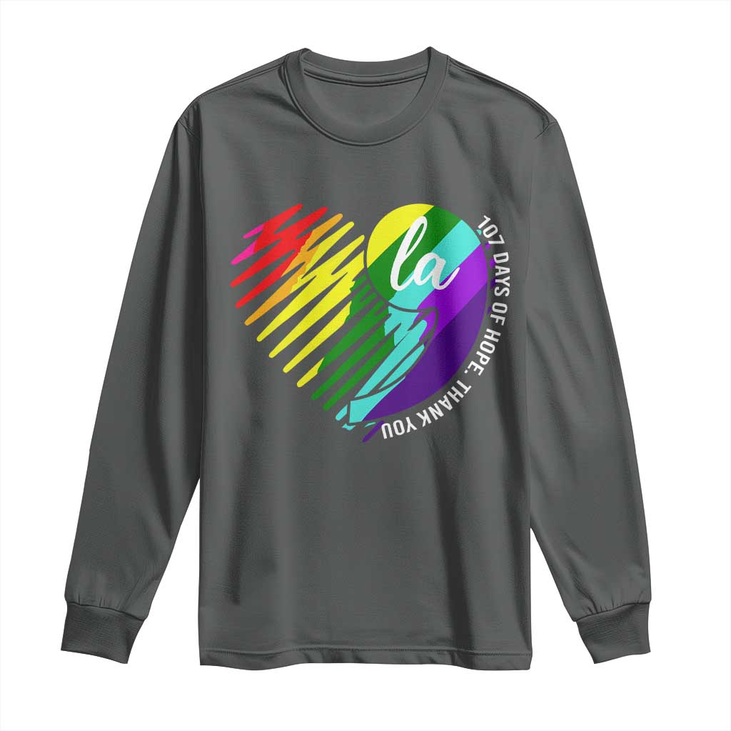 107 Days of Hope Thank You Kamala Long Sleeve Shirt Comma La TS10 Dark Heather Print Your Wear