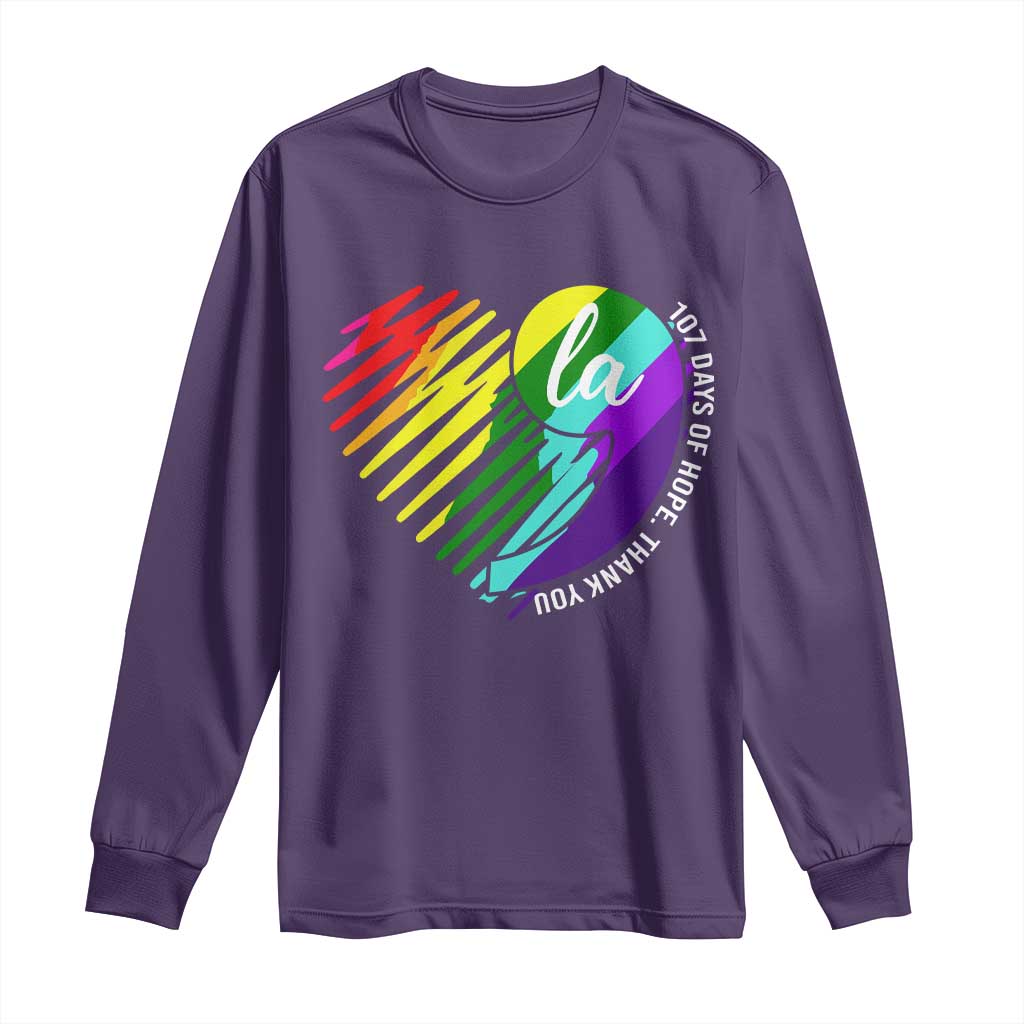 107 Days of Hope Thank You Kamala Long Sleeve Shirt Comma La TS10 Purple Print Your Wear