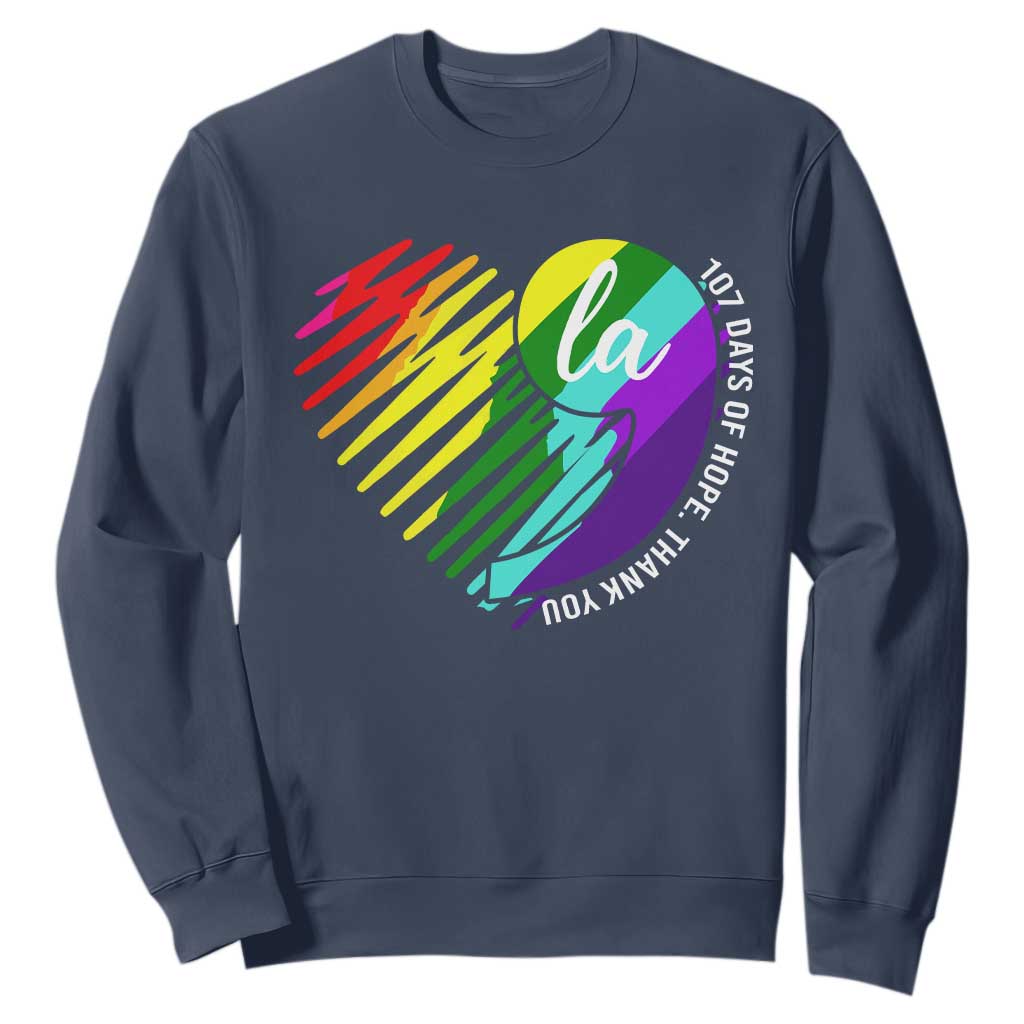 107 Days of Hope Thank You Kamala Sweatshirt Comma La TS10 Navy Print Your Wear